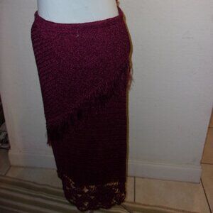 KRASHETTA BURGUNDY CROCHET LONG SKIRT PXL